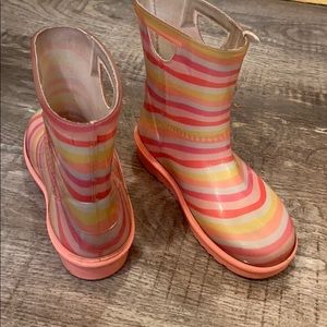 UGG girls pink striped rain boots